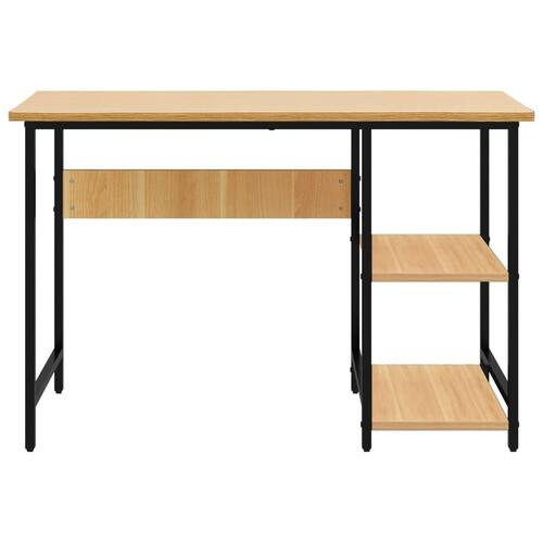 Computerbord 105x55x72 cm MDF metal sort og lys egetræsfarvet
