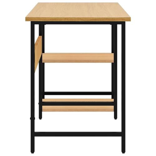 Computerbord 105x55x72 cm MDF metal sort og lys egetræsfarvet