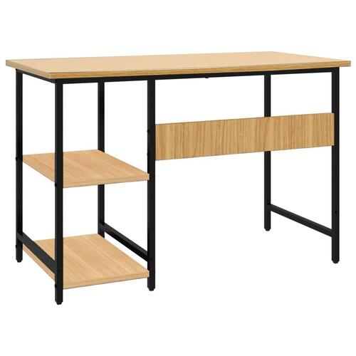 Computerbord 105x55x72 cm MDF metal sort og lys egetræsfarvet