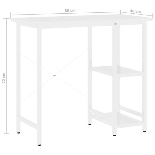 Computerbord 80x40x72 cm MDF og metal hvid