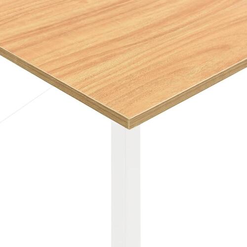 Computerbord 80x40x72 cm MDF og metal hvid og lys egetræsfarve