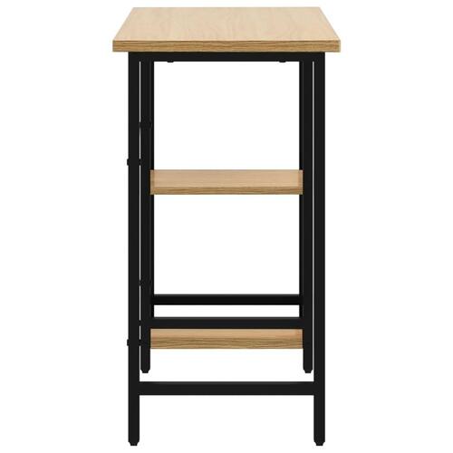 Computerbord 80x40x72 cm MDF og metal sort og lys egetræsfarve