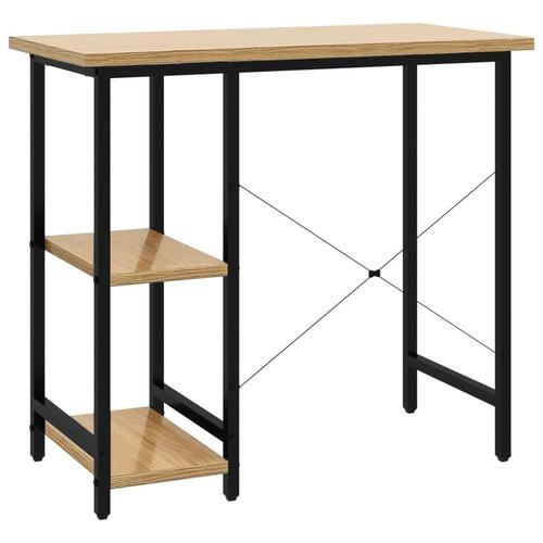 Computerbord 80x40x72 cm MDF og metal sort og lys egetræsfarve