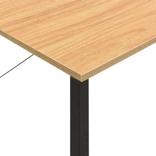 Computerbord 80x40x72 cm MDF og metal sort og lys egetræsfarve