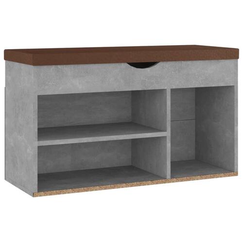 Skobænk med hynde 80x30x47 cm spånplade betongrå