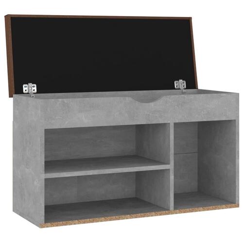 Skobænk med hynde 80x30x47 cm spånplade betongrå
