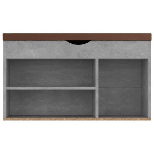 Skobænk med hynde 80x30x47 cm spånplade betongrå