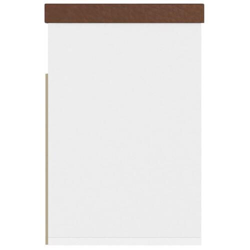 Skobænk med hynde 80x30x47 cm spånplade hvid og sonoma-eg