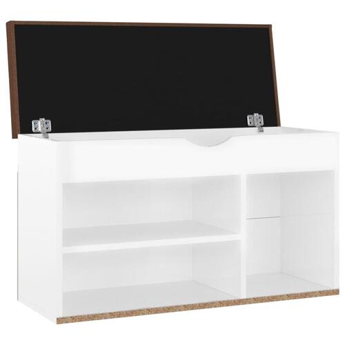 Skobænk med hynde 80x30x47 cm spånplade hvid højglans