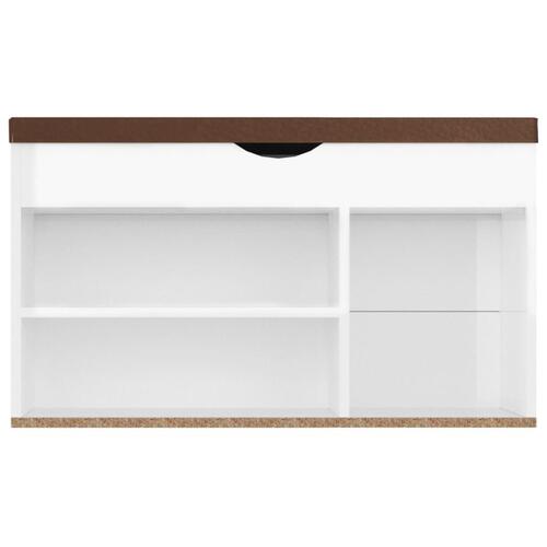 Skobænk med hynde 80x30x47 cm spånplade hvid højglans
