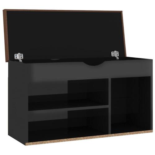 Skobænk med hynde 80x30x47 cm spånplade sort højglans