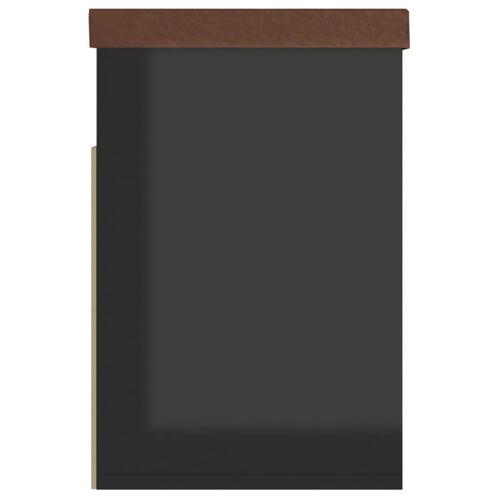 Skobænk med hynde 80x30x47 cm spånplade sort højglans