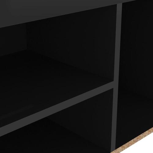 Skobænk med hynde 80x30x47 cm spånplade sort højglans