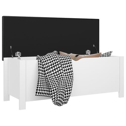 Opbevaringskasse med hynde 105x40x45 cm spånplade hvid