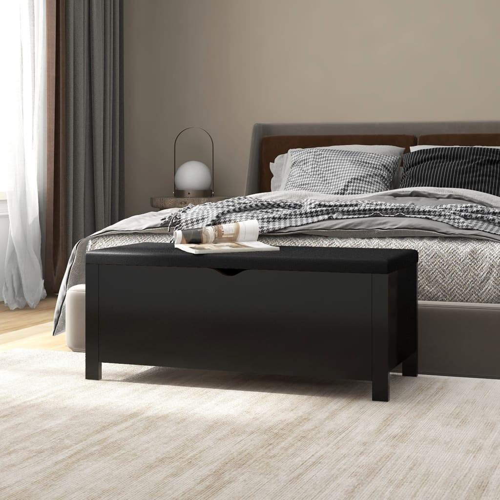 Opbevaringskasse med hynde 105x40x45 cm spånplade sort