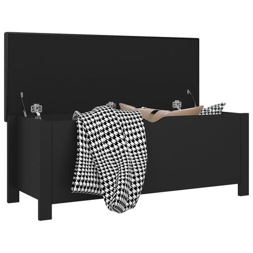 Opbevaringskasse med hynde 105x40x45 cm spånplade sort