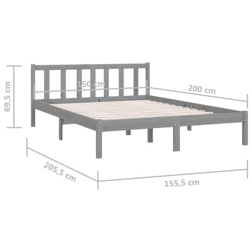 Sengeramme 150x200 cm King Size massivt fyrretræ grå