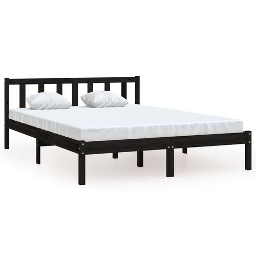 Sengeramme 150x200 cm King Size massivt fyrretræ sort