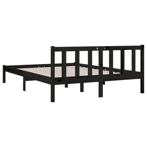 Sengeramme 150x200 cm King Size massivt fyrretræ sort