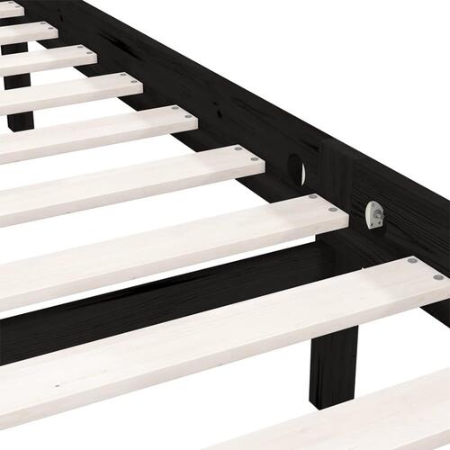 Sengeramme 150x200 cm King Size massivt fyrretræ sort