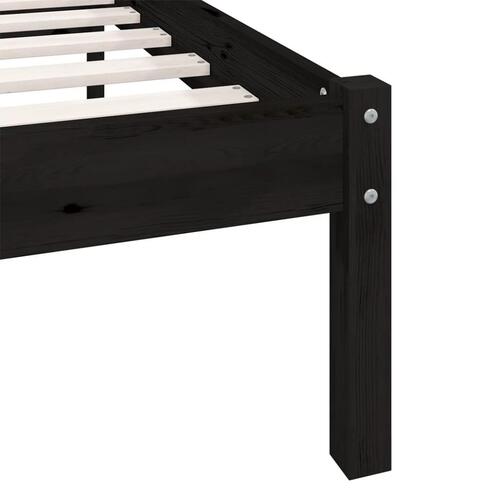 Sengeramme 150x200 cm King Size massivt fyrretræ sort