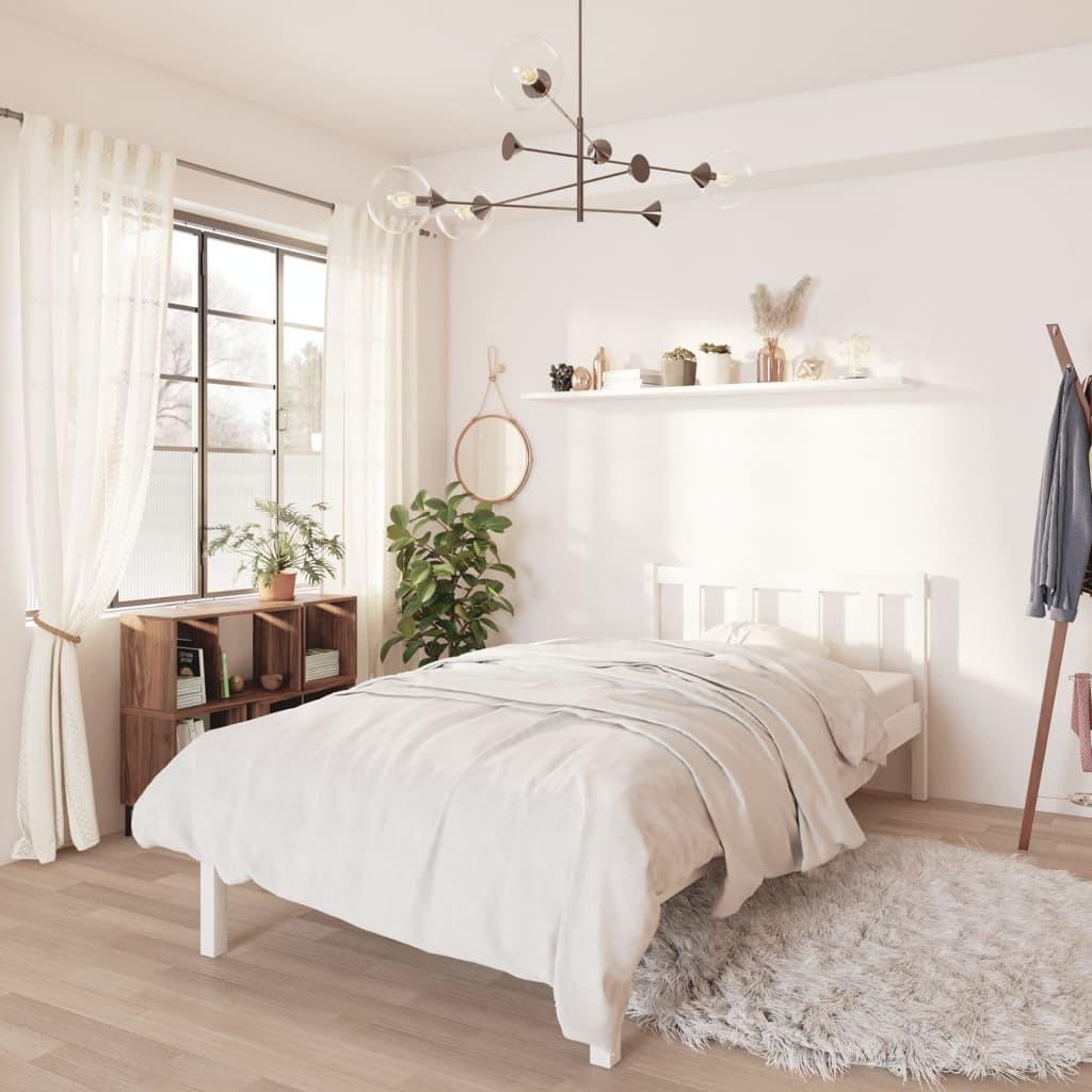 Sengeramme 90x190 cm Single massivt fyrretræ hvid