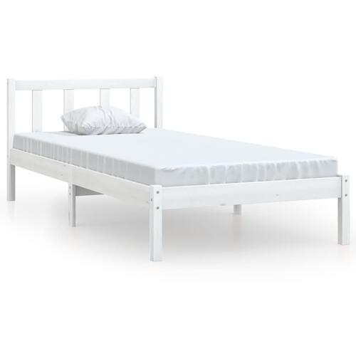 Sengeramme 90x190 cm Single massivt fyrretræ hvid