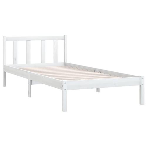 Sengeramme 90x190 cm Single massivt fyrretræ hvid