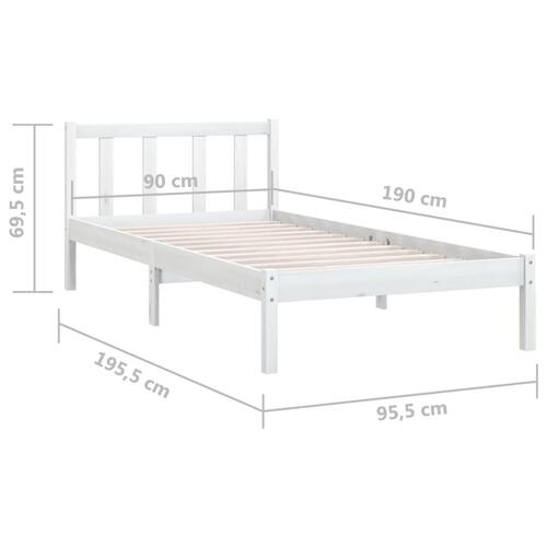 Sengeramme 90x190 cm Single massivt fyrretræ hvid