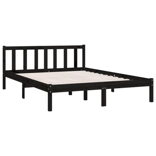 Sengeramme 135x190 cm Double massivt fyrretræ sort