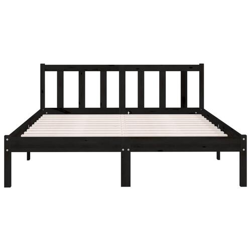 Sengeramme 135x190 cm Double massivt fyrretræ sort