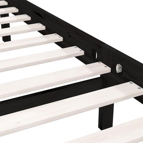 Sengeramme 135x190 cm Double massivt fyrretræ sort