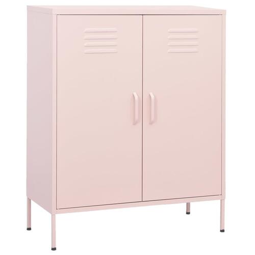 Opbevaringsskab 80x35x101,5 cm stål lyserød