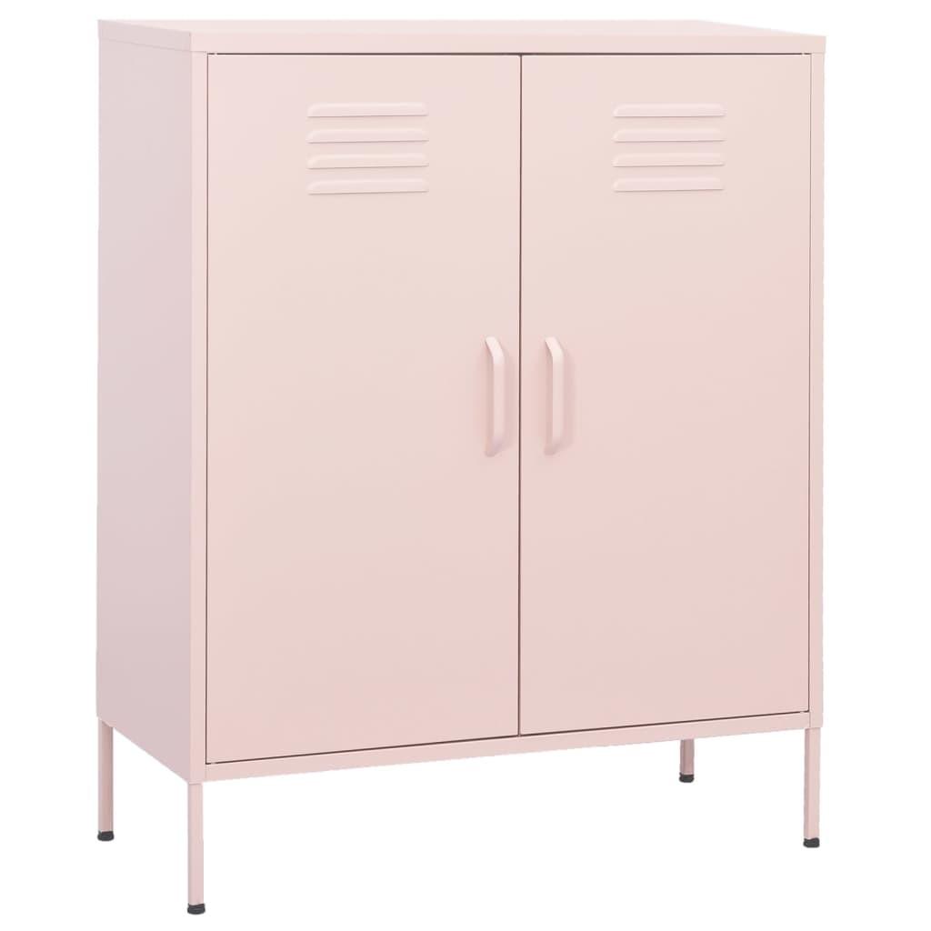 Opbevaringsskab 80x35x101,5 cm stål lyserød