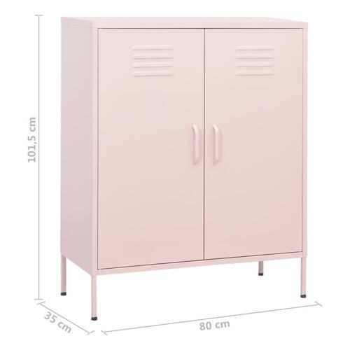 Opbevaringsskab 80x35x101,5 cm stål lyserød