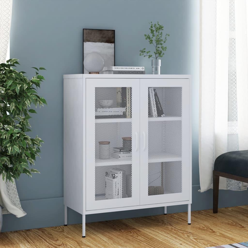 Opbevaringsskab 80x35x101,5 cm stål hvid