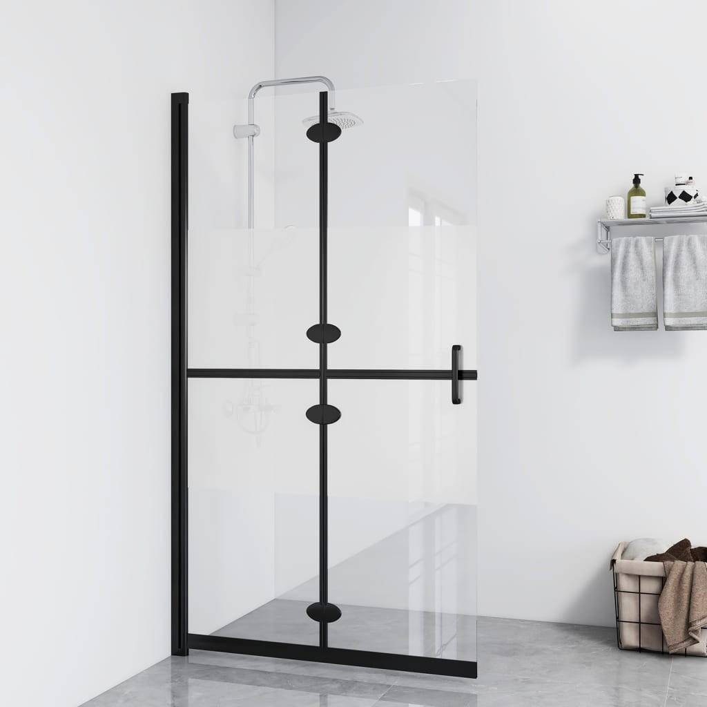 Foldbar brusevæg 80x190 cm halvt matteret sikkerhedsglas