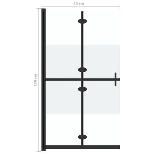 Foldbar brusevæg 80x190 cm halvt matteret sikkerhedsglas