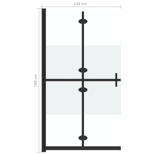 Foldbar brusevæg 110x190 cm halvt matteret sikkerhedsglas