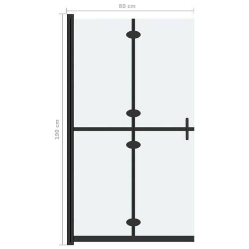 Foldbar brusevæg 80x190 cm matteret sikkerhedsglas