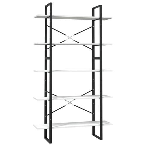 Bogreol med 5 hylder 100x30x175 cm massivt fyrretræ hvid