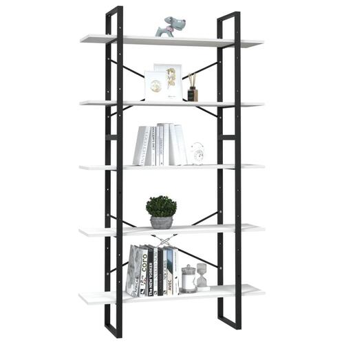 Bogreol med 5 hylder 100x30x175 cm massivt fyrretræ hvid