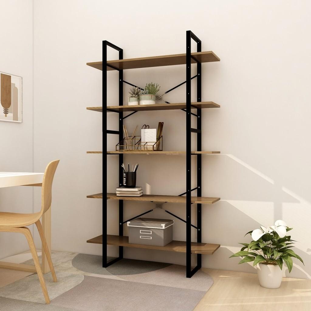 Bogreol med 5 hylder 100x30x175 cm fyrretræ brun