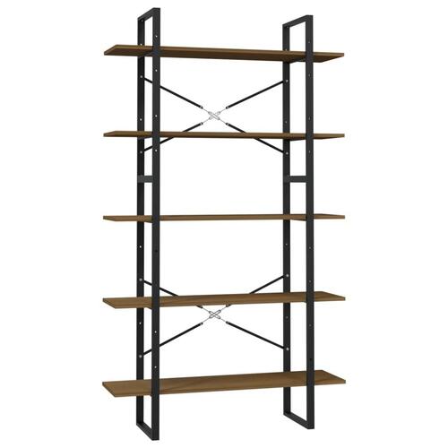 Bogreol med 5 hylder 100x30x175 cm fyrretræ brun