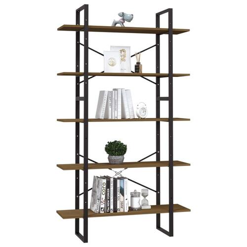 Bogreol med 5 hylder 100x30x175 cm fyrretræ brun