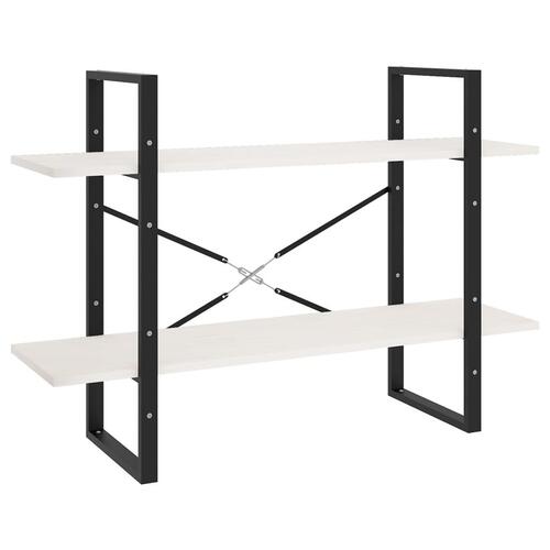 Bogreol med 2 hylder 100x30x70 cm massivt fyrretræ hvid