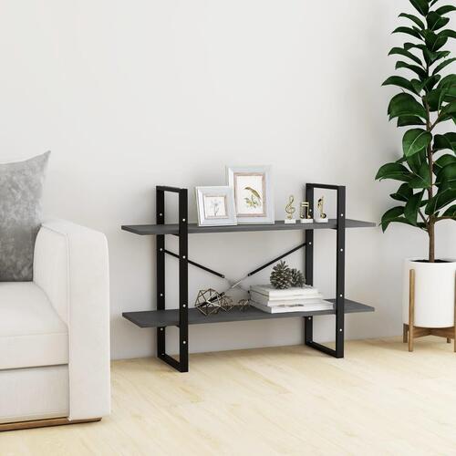 Bogreol med 2 hylder 100x30x70 cm massivt fyrretræ grå