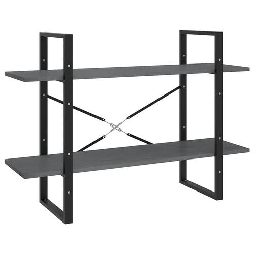 Bogreol med 2 hylder 100x30x70 cm massivt fyrretræ grå