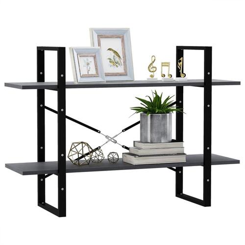 Bogreol med 2 hylder 100x30x70 cm massivt fyrretræ grå