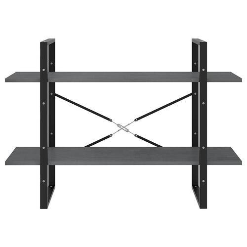 Bogreol med 2 hylder 100x30x70 cm massivt fyrretræ grå